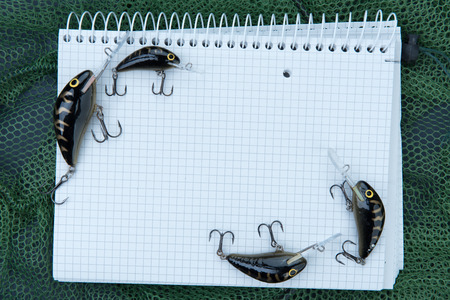 background with fishing accessoriesの写真素材