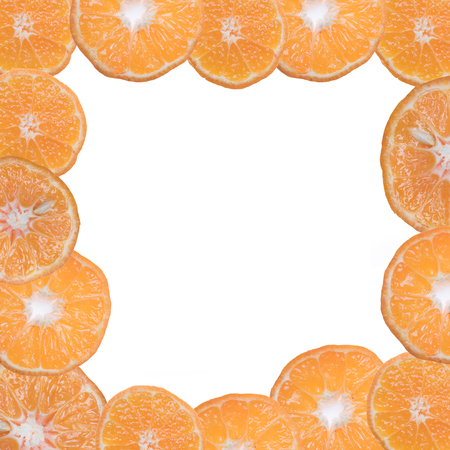 fruit frame on white background, isolatedの写真素材