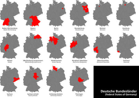 Detailed vector map of German federal states with isolated borders on background as flat designのイラスト素材