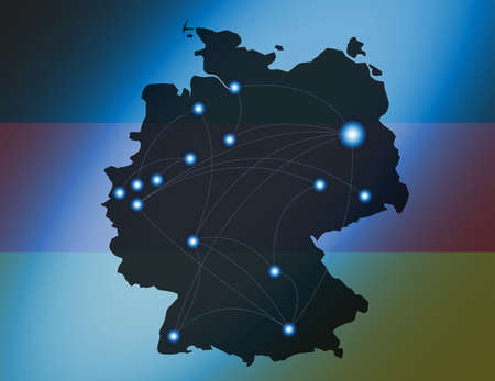 a map of germany with some connectionsの写真素材