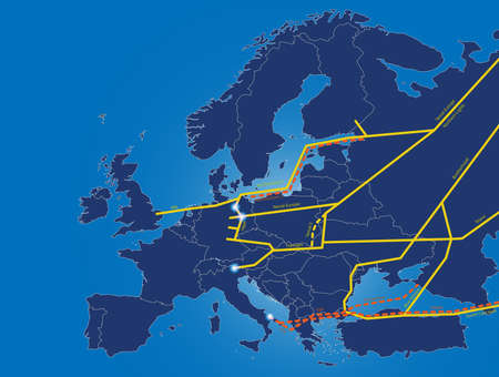 map of the main gas pipelines from russia to europeの写真素材