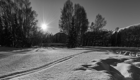 Xinjiang snow sceneの写真素材