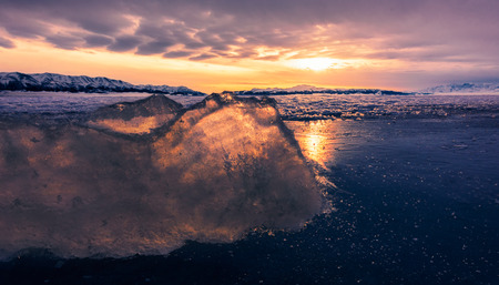 Xinjiang Sailimu Lake Winter Sceneryの写真素材