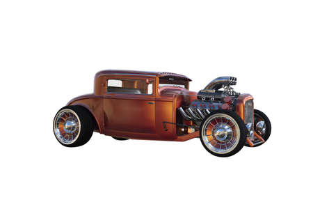 Illustration of an abstract retro sports car with powerful engine and wide tires. 3D rendering illustration.の写真素材