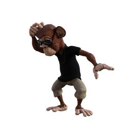 Toon Monkey poses for your composition. Monkey character isolated on white background with alpha...