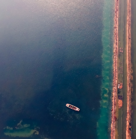 Aerial view of lakeの写真素材