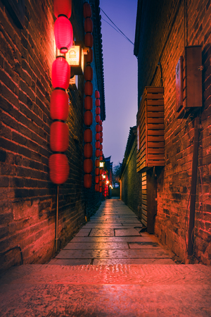 Night view of the ancient town of Yao Wanのeditorial素材
