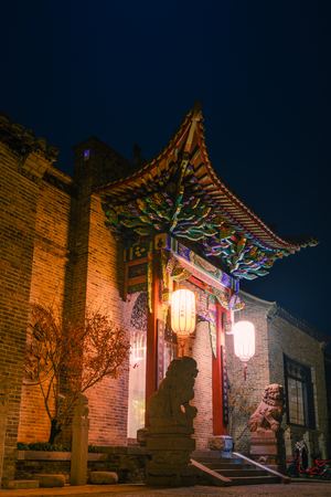 Night view of the ancient town of Yao Wanのeditorial素材