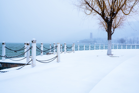 Snow scenery of Yunlong Lakeの写真素材