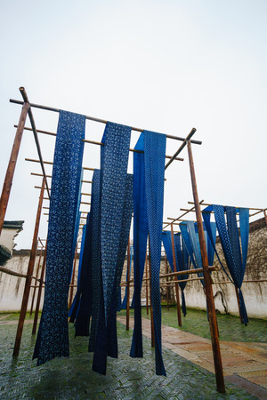 Batik cloth to dry the sunの写真素材