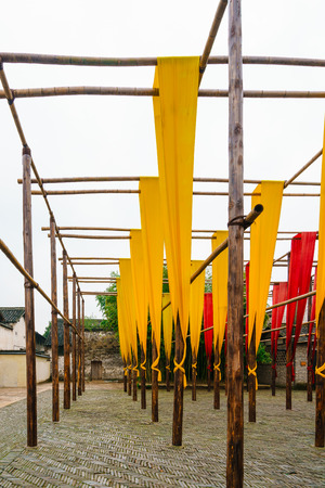 Batik cloth dry in the sunの写真素材