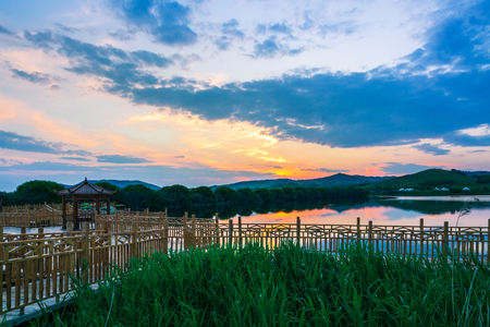 Hongsong Lake sceneryの写真素材