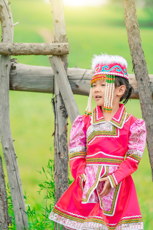 A girl in a Mongolia dressの写真素材