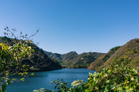 Yellow Flower City Great Wall in Autumnの写真素材