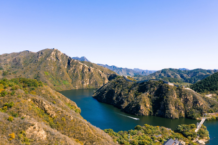 Huanghuacheng Water Great Wall aerial photographyの写真素材