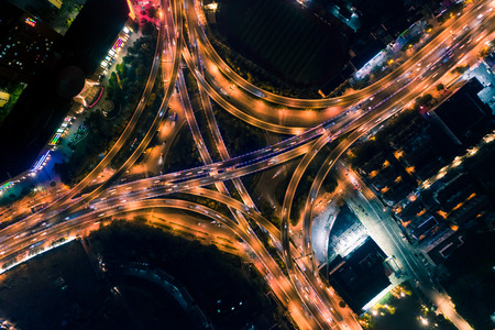 Aerial photography of  Nanjing city night sceneの写真素材