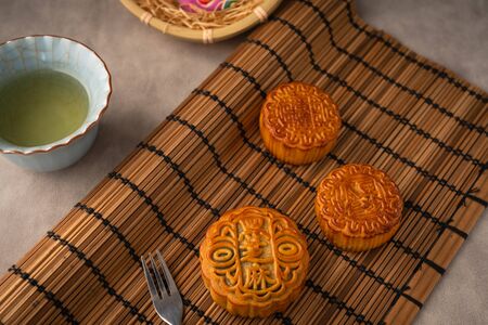 Chinese traditional festival Mid-Autumn Festival - delicious mooncakesの写真素材