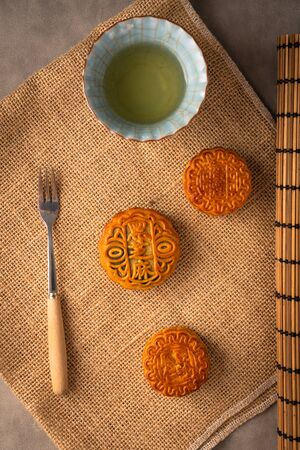 Chinese traditional festival Mid-Autumn Festival - delicious mooncakesの写真素材