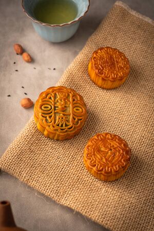 Chinese traditional festival Mid-Autumn Festival - delicious mooncakesの写真素材