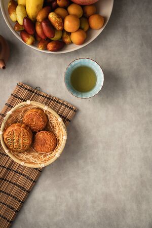 Chinese traditional festival Mid-Autumn Festival- delicious mooncakesの写真素材