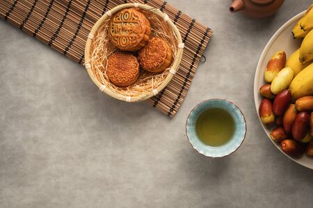 Chinese traditional festival Mid-Autumn Festival- delicious mooncakesの写真素材