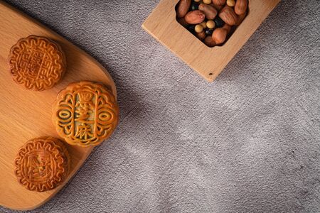 Chinese traditional festival Mid-Autumn Festival- delicious mooncakesの写真素材