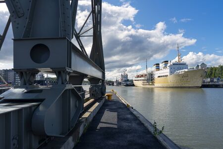 Vessel and crane in Turku, Finland