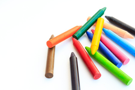 Photo of wax crayons isolated on white backgroundの写真素材