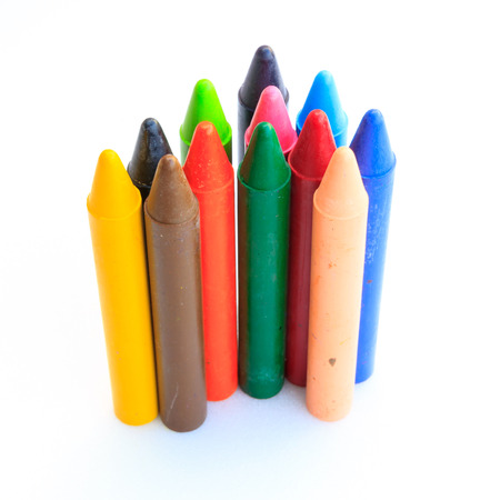 Photo of wax crayons isolated on white の写真素材