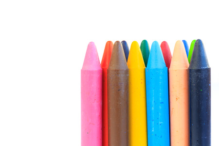 Photo of wax crayons isolated on white backgroundの写真素材