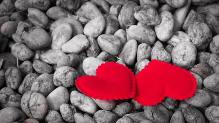 Photo of Valentines Day background with two heartsの写真素材