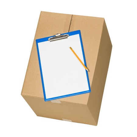 Brown cardboard box isolated on white background