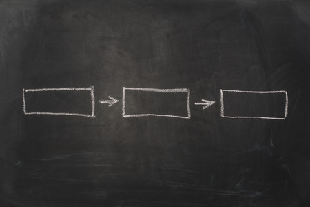 Black chalboard concept image with graph. Empty background with lots of copy space. Horizontal photograph.の写真素材