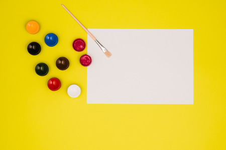 School table or desk seen from above. Top view product photograph. Shool or university concept image. Back to school background.の写真素材