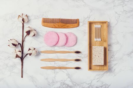 Zero waste concept. Flat lay composition with natural body care or bath products and copy space for...