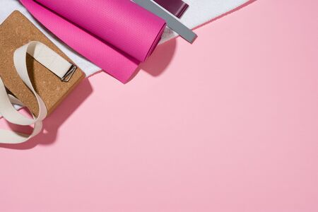 Yoga or fitness composition top viewの写真素材