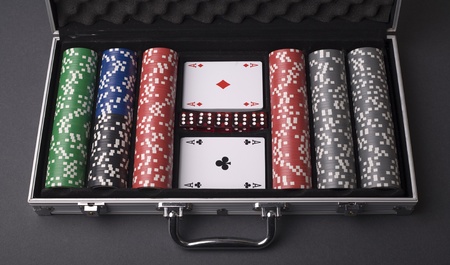 different color chips for gamblings in box 