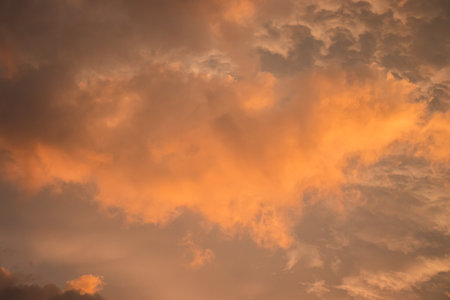 Cloudscape, Colored Clouds at Sunset near the Ocean in a Tropical Climate
