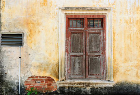 vintage window and wallの写真素材