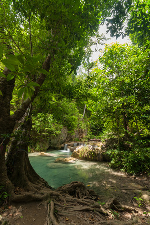 Erawan Waterfall in Kanchanaburi, Thailandの写真素材