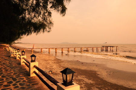 old small pier on Chantaburi, Thailandの写真素材