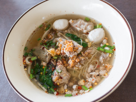 Asian style noodle with pork , spicy and yummy delicious