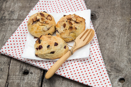 Cranberey Scone  with peanut and almond , close upの写真素材