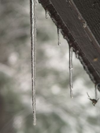 Icicle hanging from a roof top
