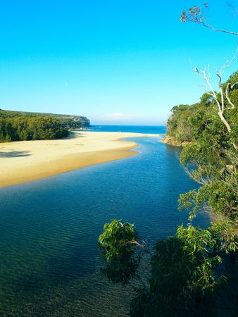 A tropical beach in Sydney National Park, Australiaの写真素材