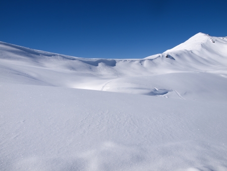 Winter landscape background high in the alpsの写真素材
