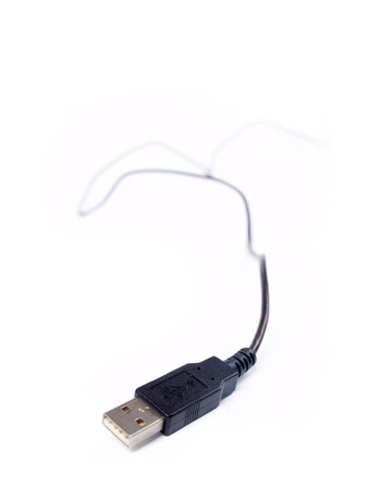 close up of a USB cable over a white backgroundの写真素材