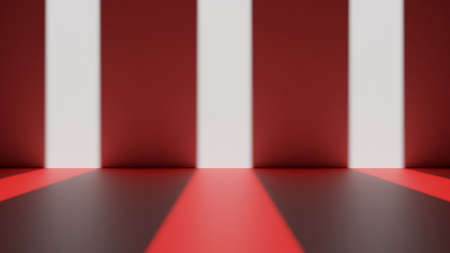 Dark orange space for products and different models with three frontal lightsの写真素材