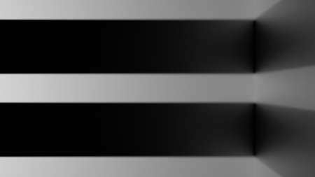 Empty gray room with a side camera and three intense front lights that form horizontal lines. Space to place products or modelsの写真素材