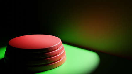 3D rendering. 3D illustration. Top view of a red high platform where products can be placed.